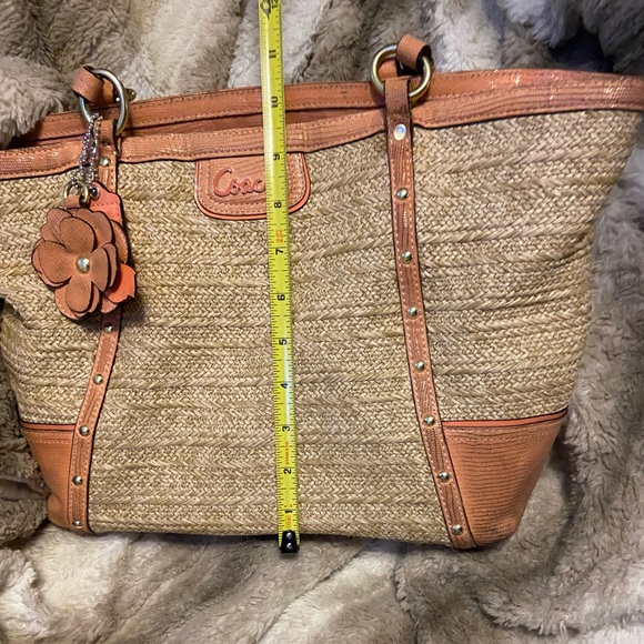 Coach Straw Tote with Distressed Embossed Details - Picture 7 of 16